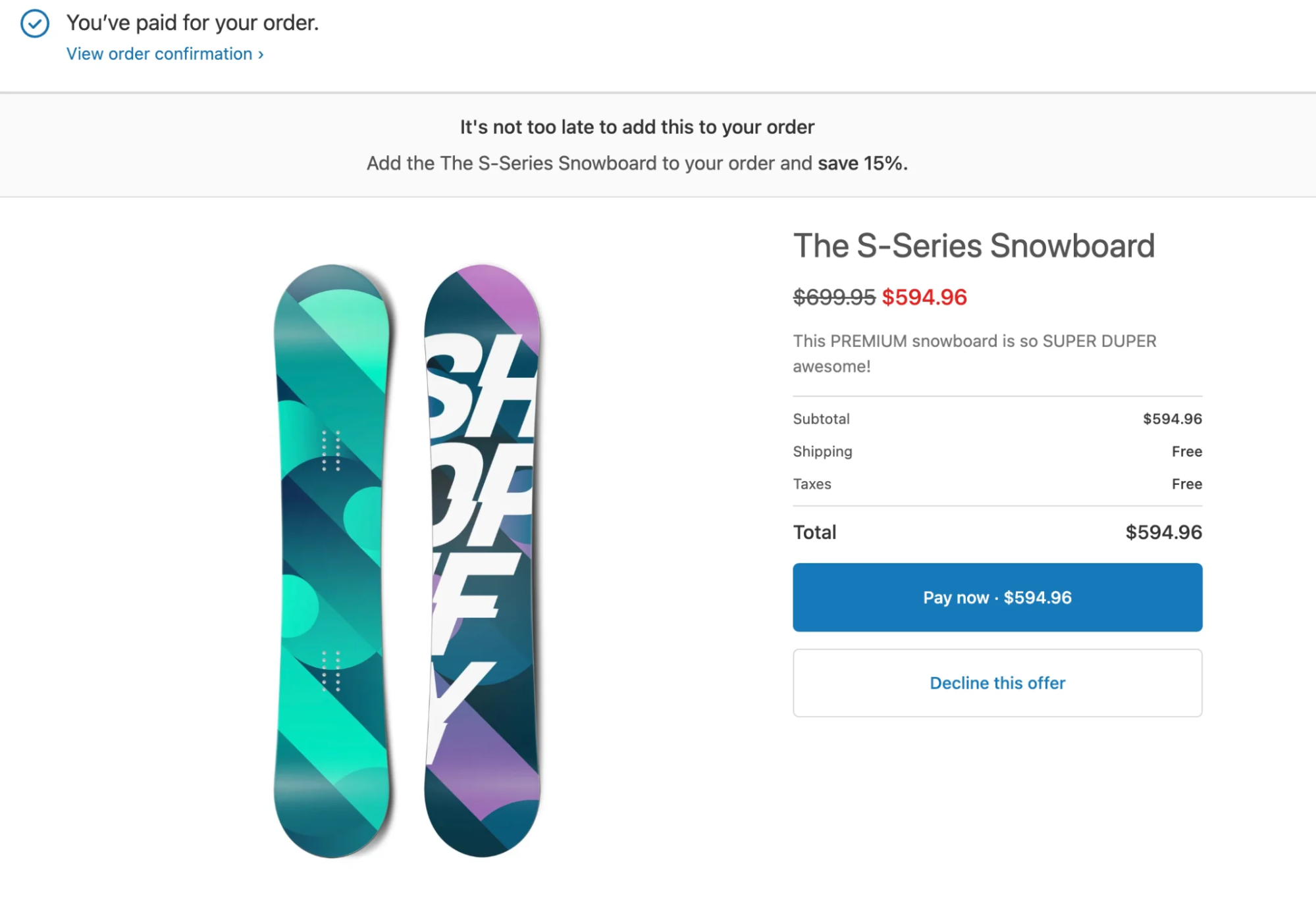 A post-purchase upsell page